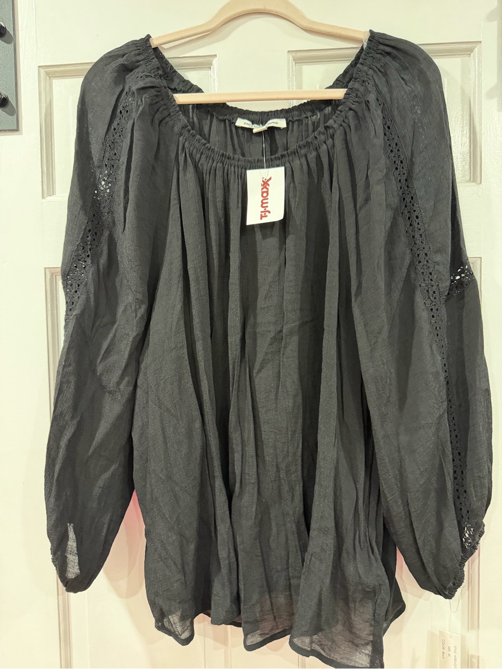 Zac & Rachel Black Peasant Tunic Top